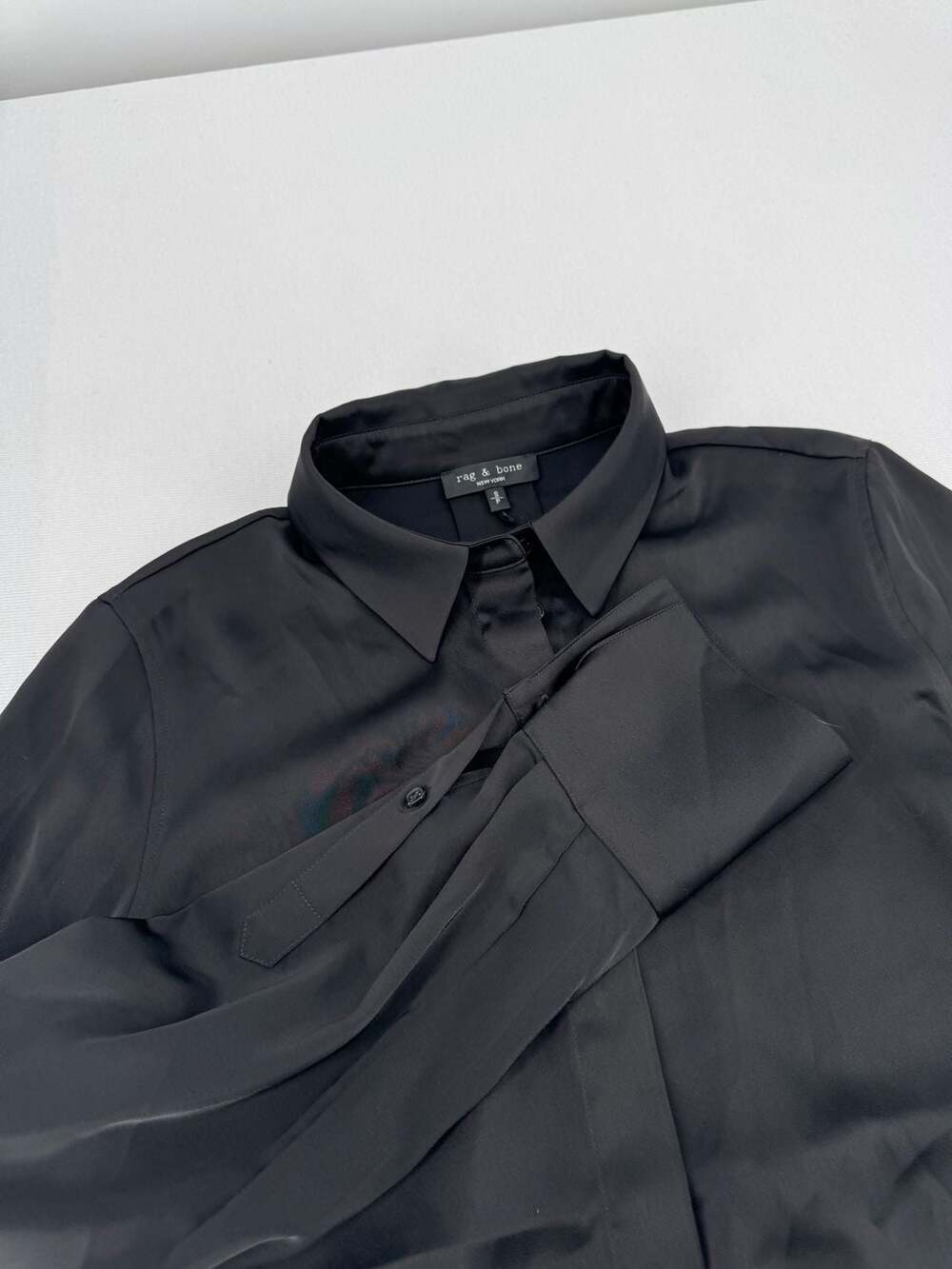rag & bone Button-Down Shirt Size S Black Satin